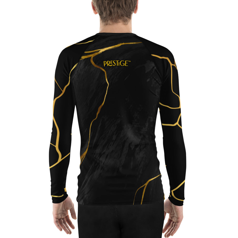 Prestige™ Men's Black Marble & Gold Filament Compression T-Shirt