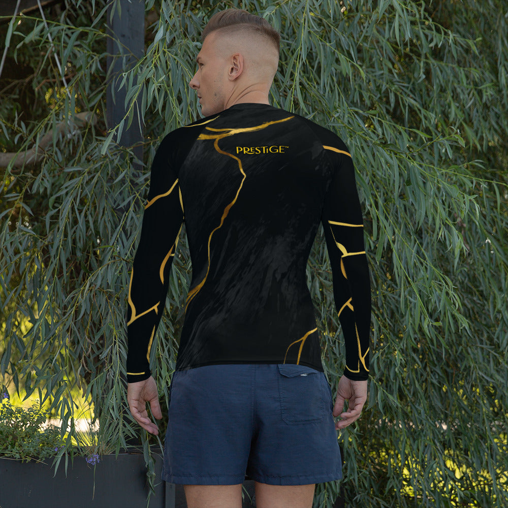 Prestige™ Men's Black Marble & Gold Filament Compression T-Shirt
