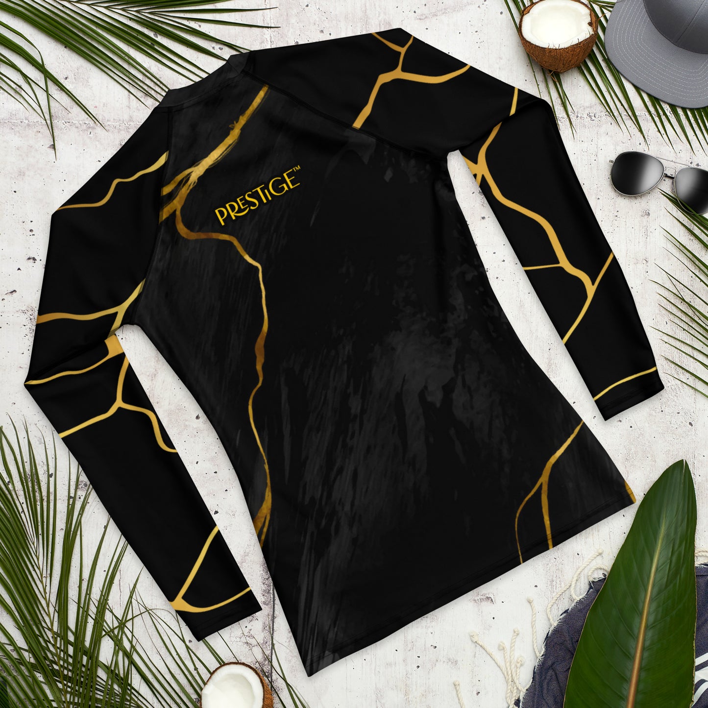 Prestige™ Men's Black Marble & Gold Filament Compression T-Shirt