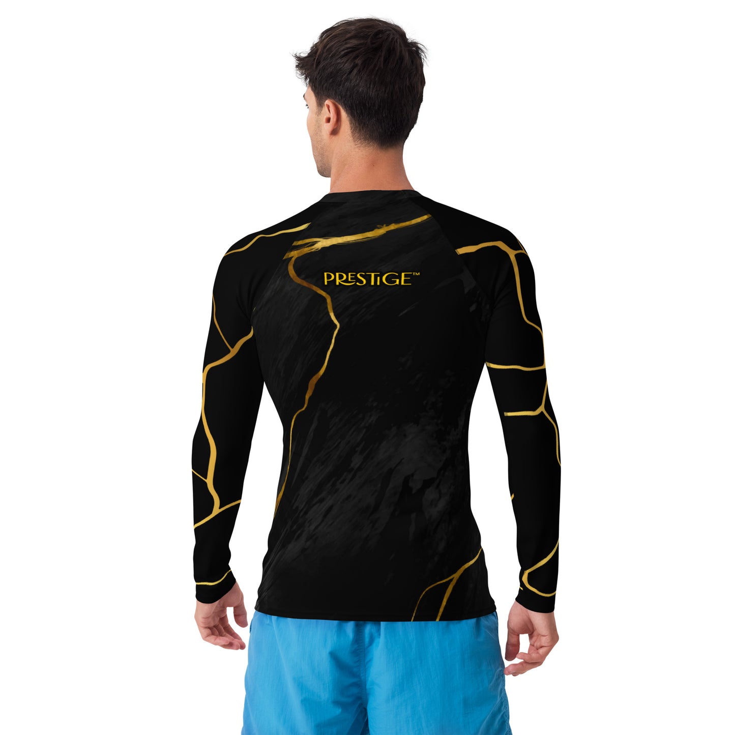 Prestige™ Men's Black Marble & Gold Filament Compression T-Shirt