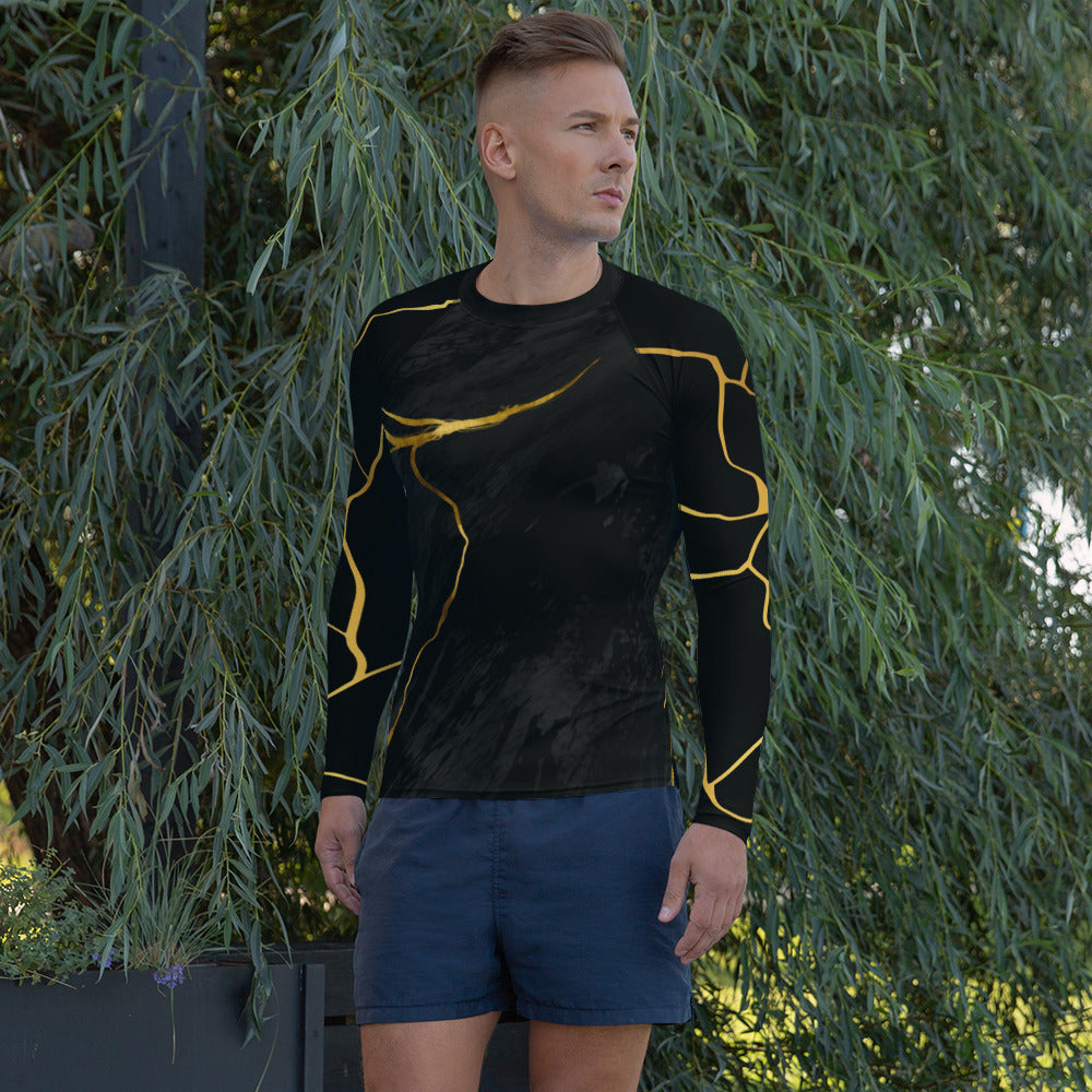Prestige™ Men's Black Marble & Gold Filament Compression T-Shirt