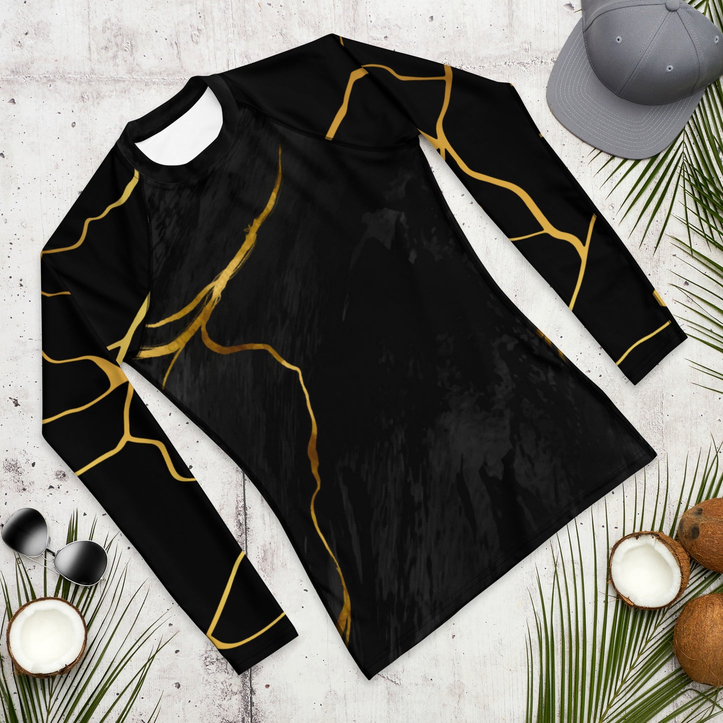 Prestige™ Men's Black Marble & Gold Filament Compression T-Shirt