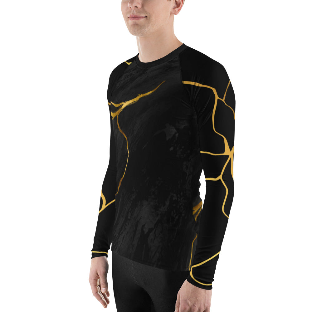 Prestige™ Men's Black Marble & Gold Filament Compression T-Shirt