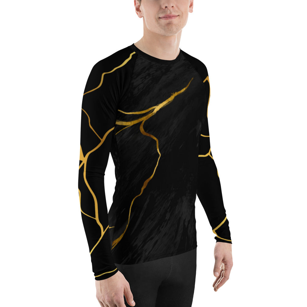 Prestige™ Men's Black Marble & Gold Filament Compression T-Shirt