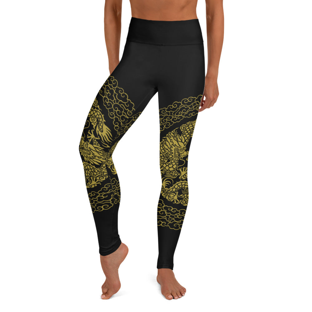Legging de Yoga Prestige™ Noir et Or Dragon - Prestige SXM