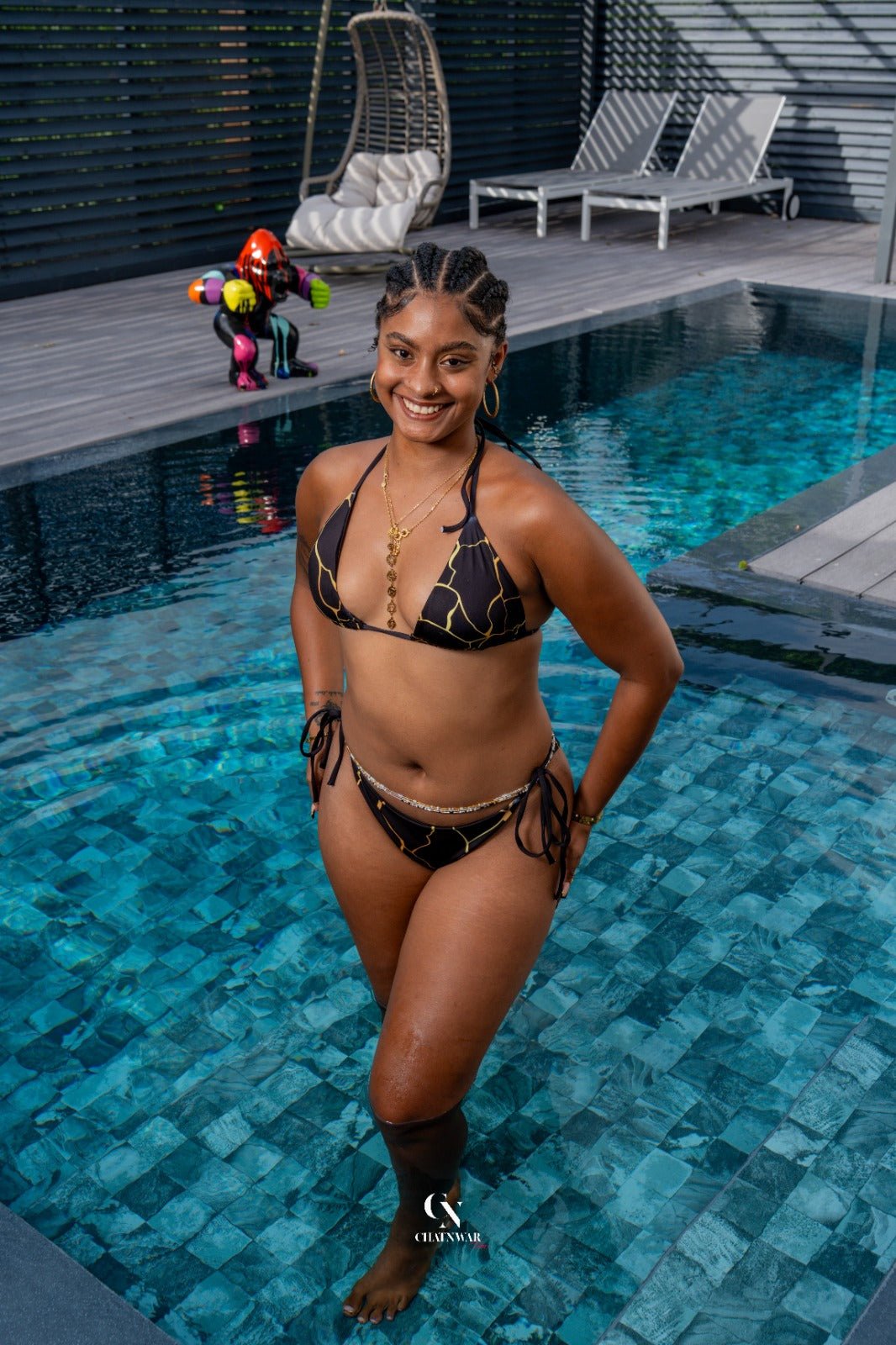 Bikini à string Prestige™ Filament Noir et Or - Prestige SXM