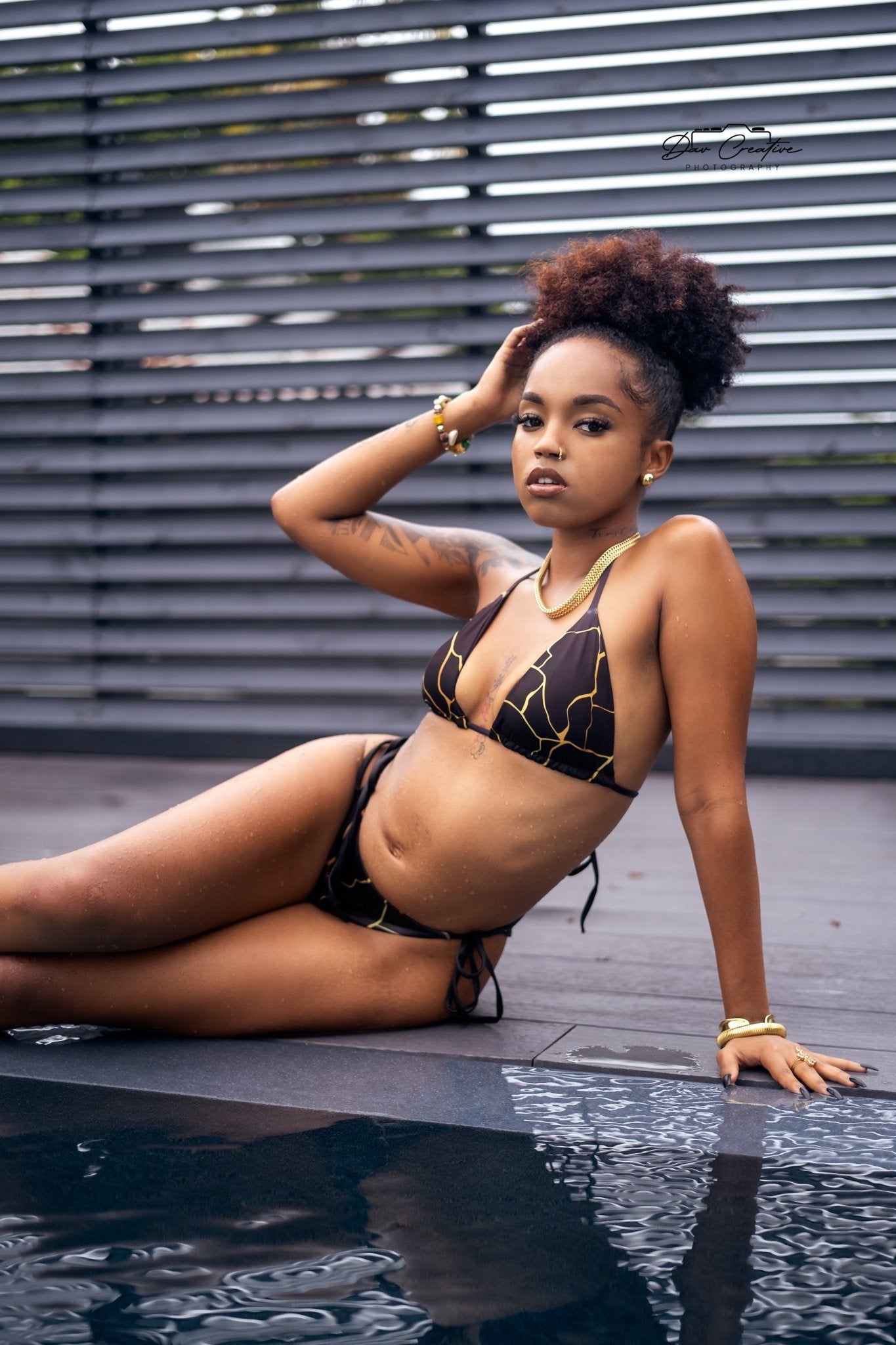 Bikini à string Prestige™ Filament Noir et Or - Prestige SXM