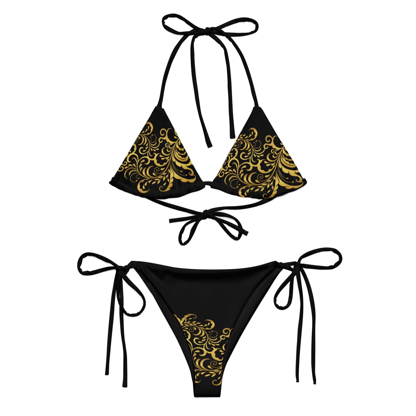 Bikini à string Prestige™ Floraison Noir et Or - Prestige SXM