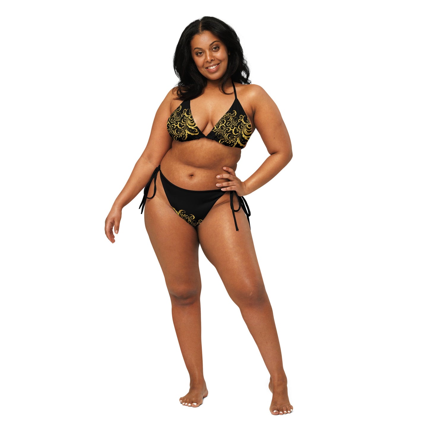 Bikini à string Prestige™ Floraison Noir et Or - Prestige SXM