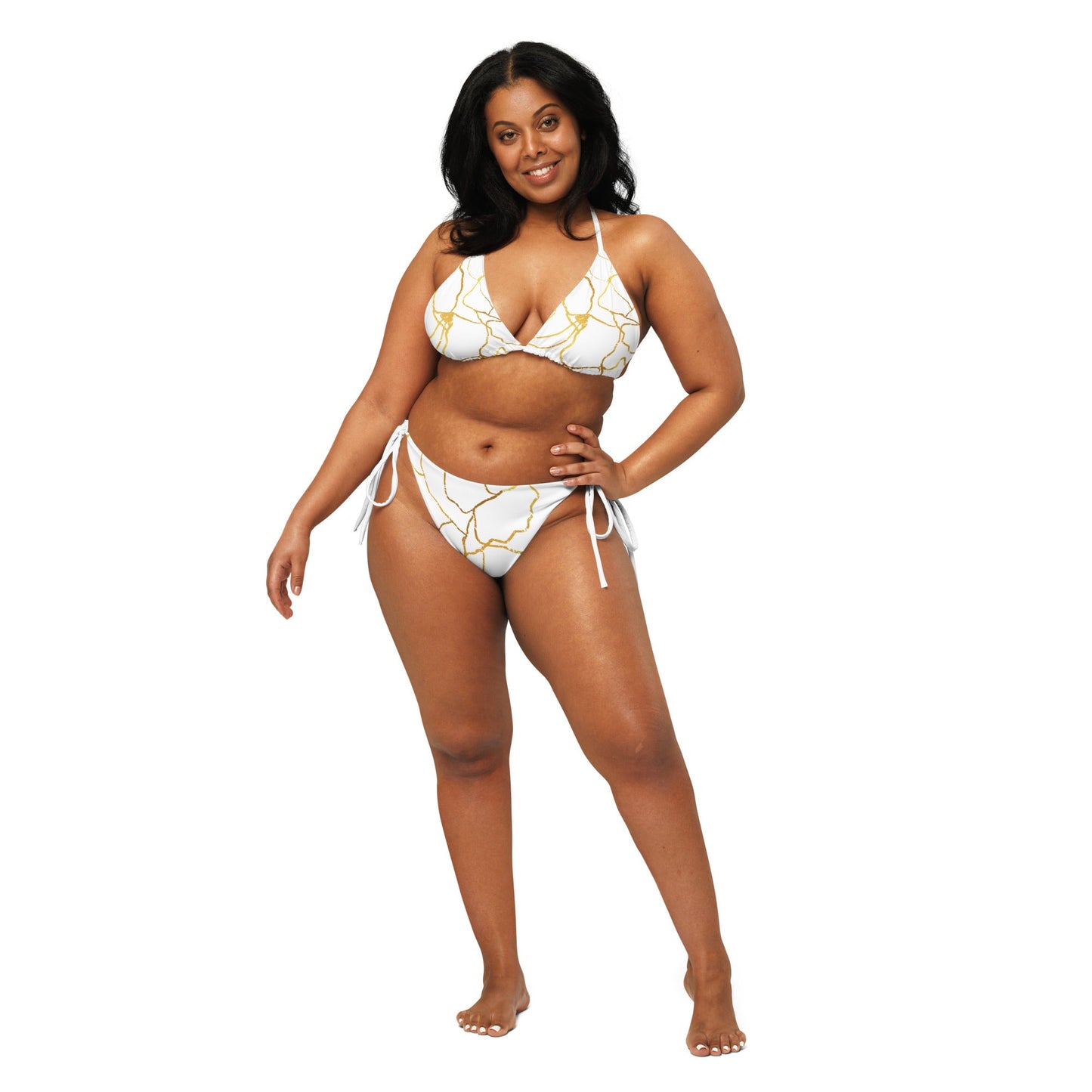 Bikini Filé d'or Prestige™ Blanc et Or recyclé all over - Prestige Picture Sxm