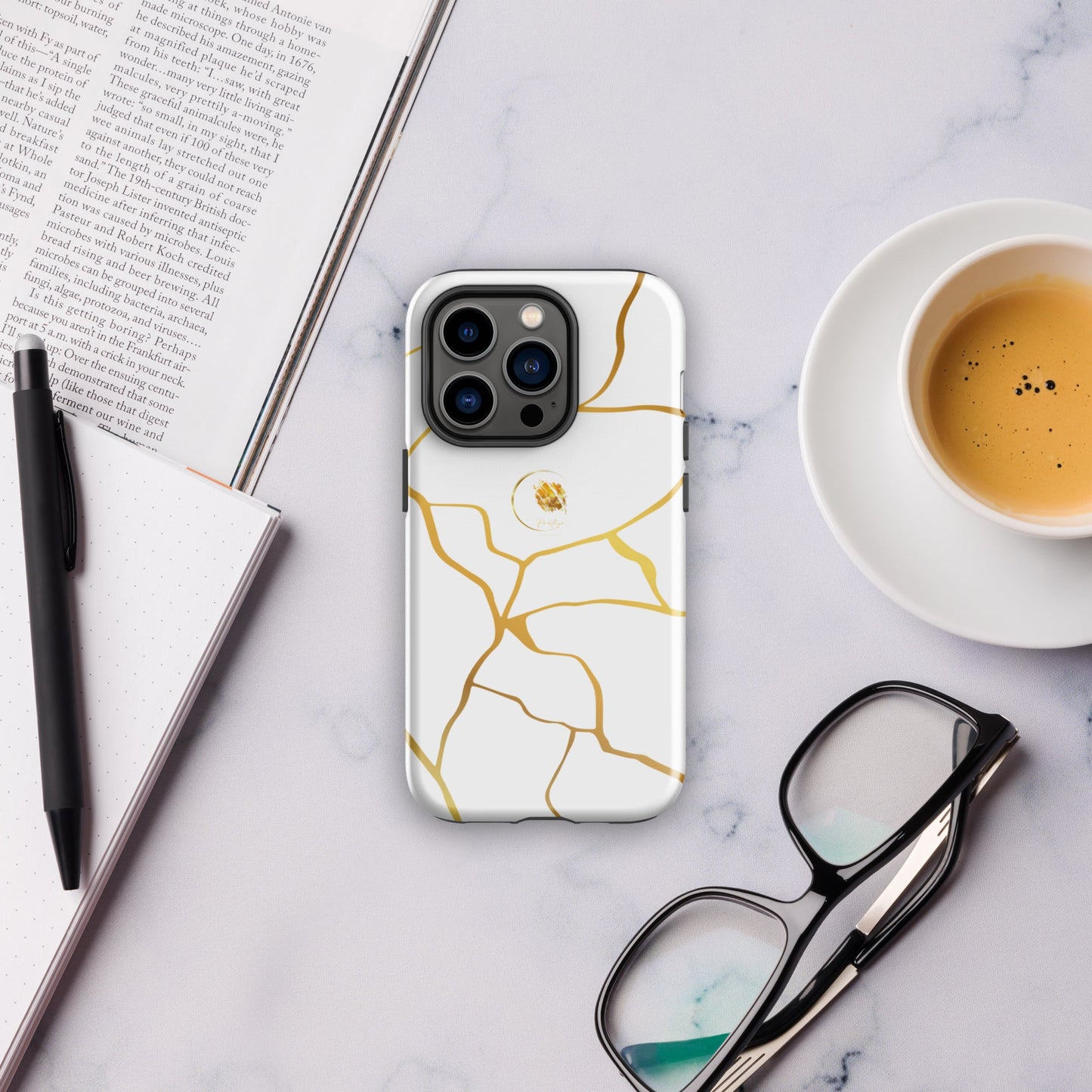 Coque Rigide Blanc et Or Filament Prestige™ Pour iPhone® - Prestige SXM