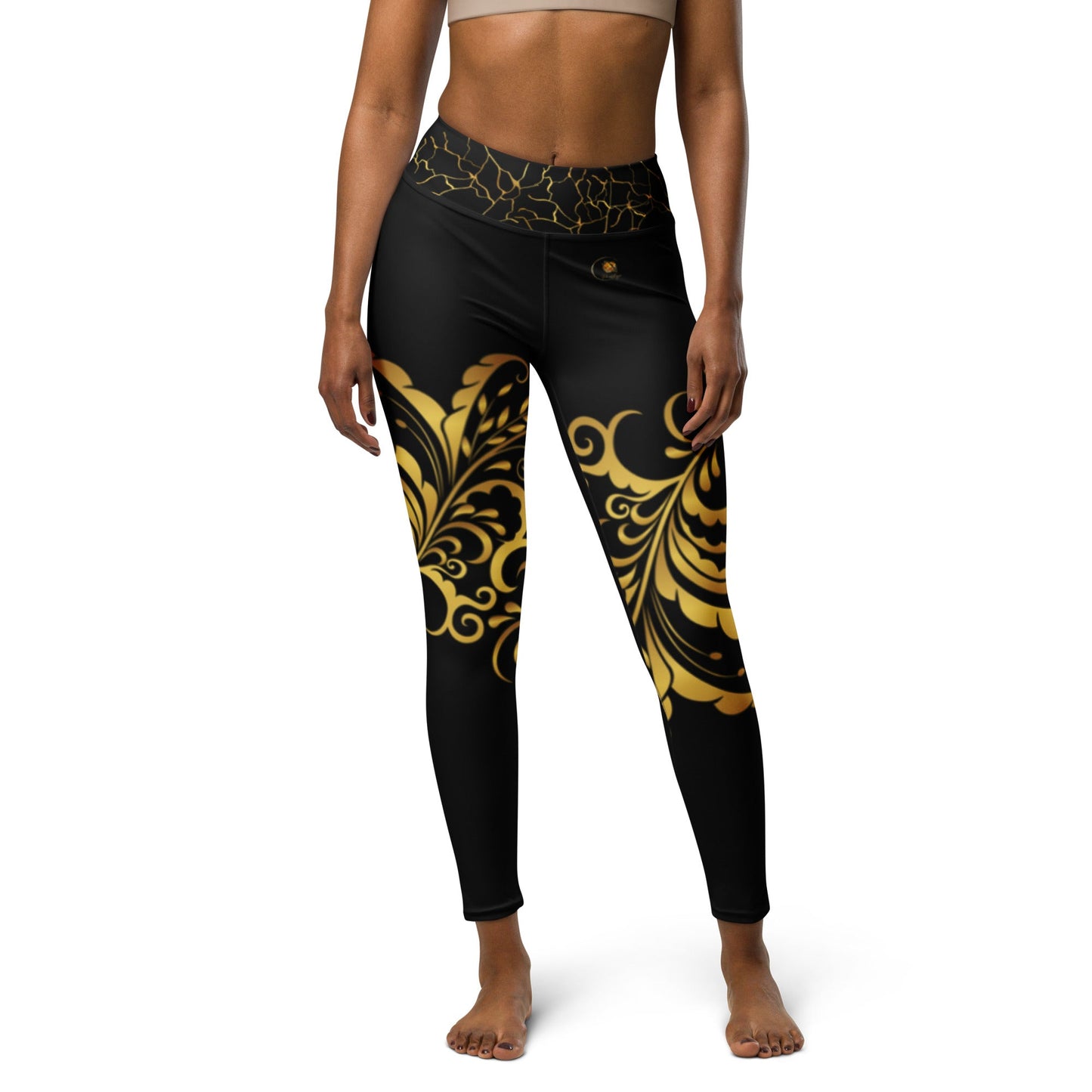 Legging de Yoga Prestige™ Noir et Or Floraison - Prestige SXM