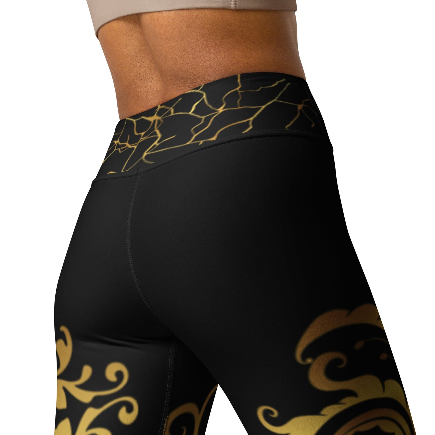 Legging de Yoga Prestige™ Noir et Or Floraison - Prestige SXM