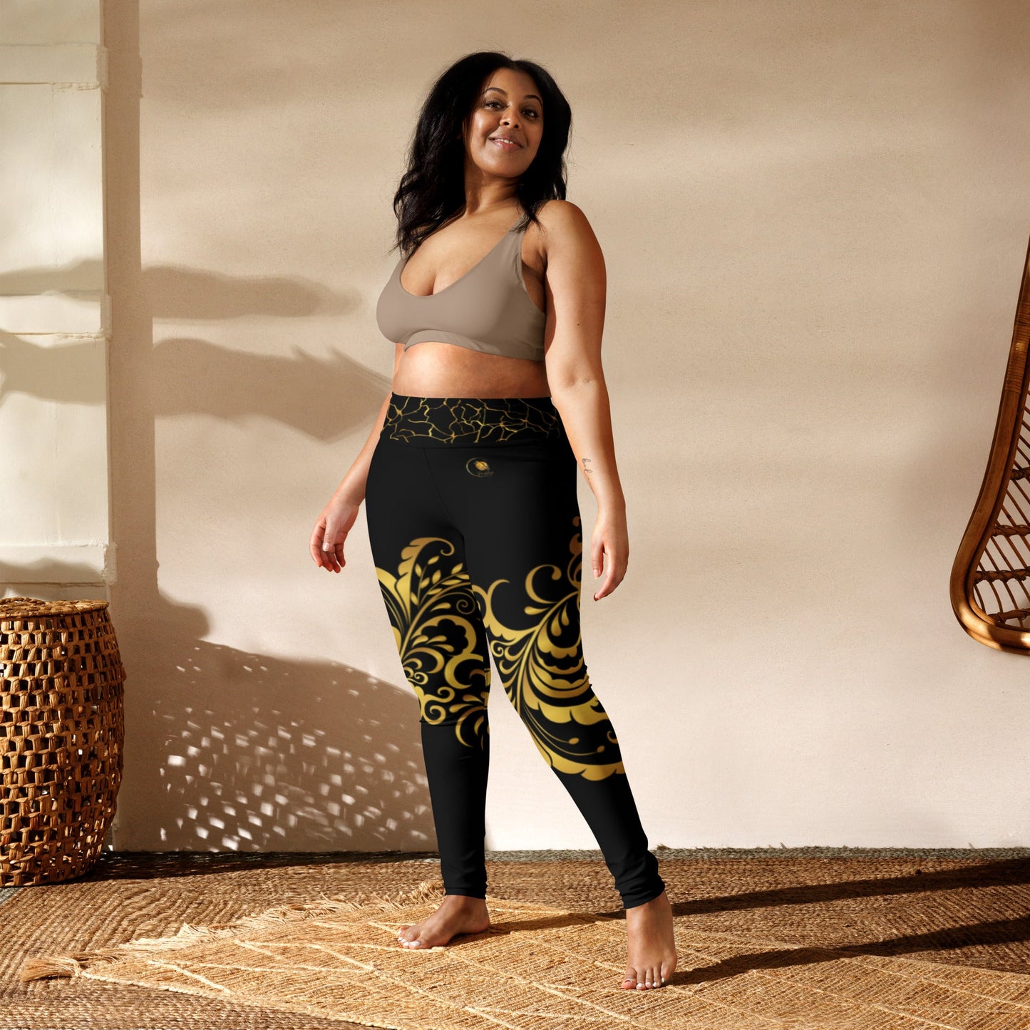Legging de Yoga Prestige™ Noir et Or Floraison - Prestige SXM