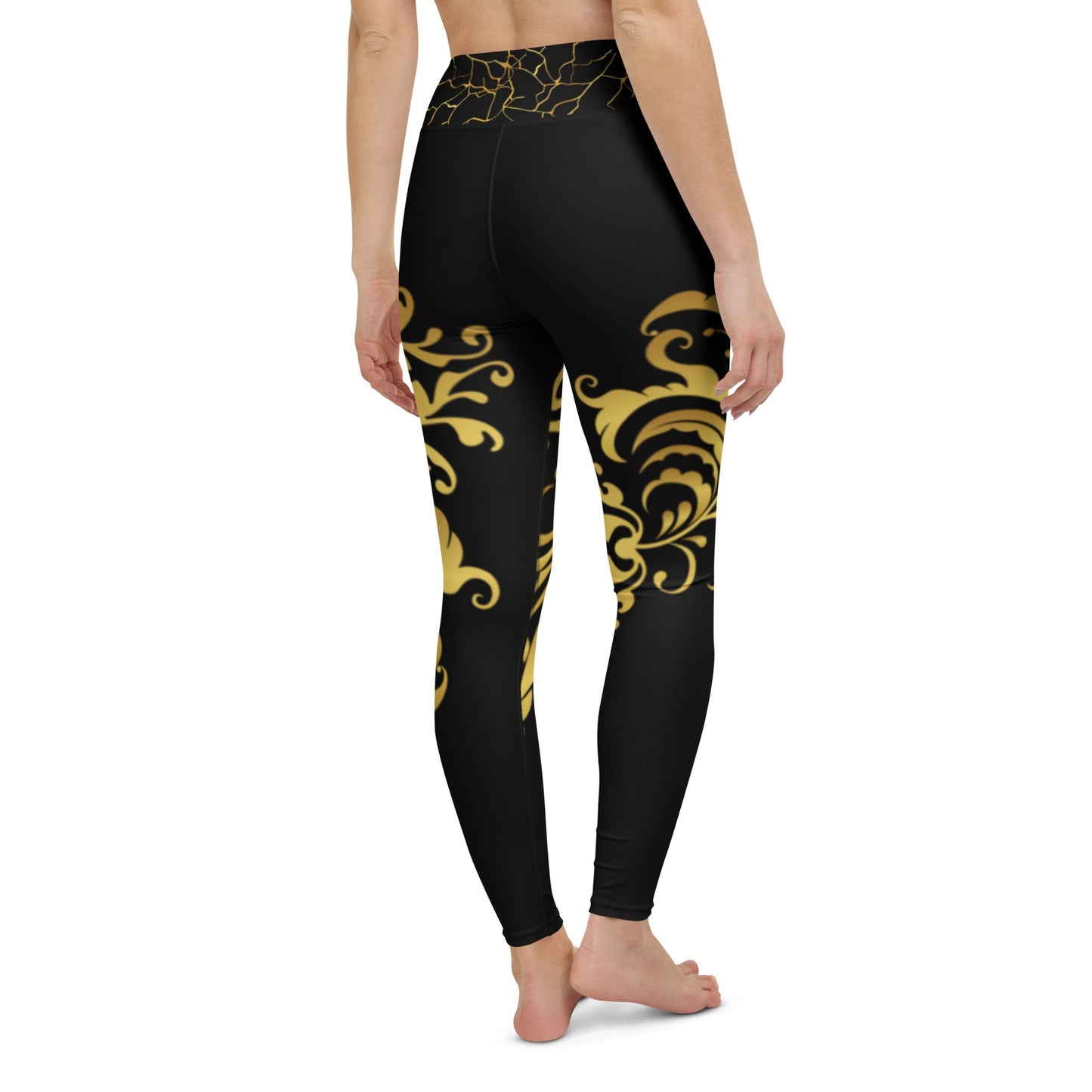 Legging de Yoga Prestige™ Noir et Or Floraison - Prestige SXM