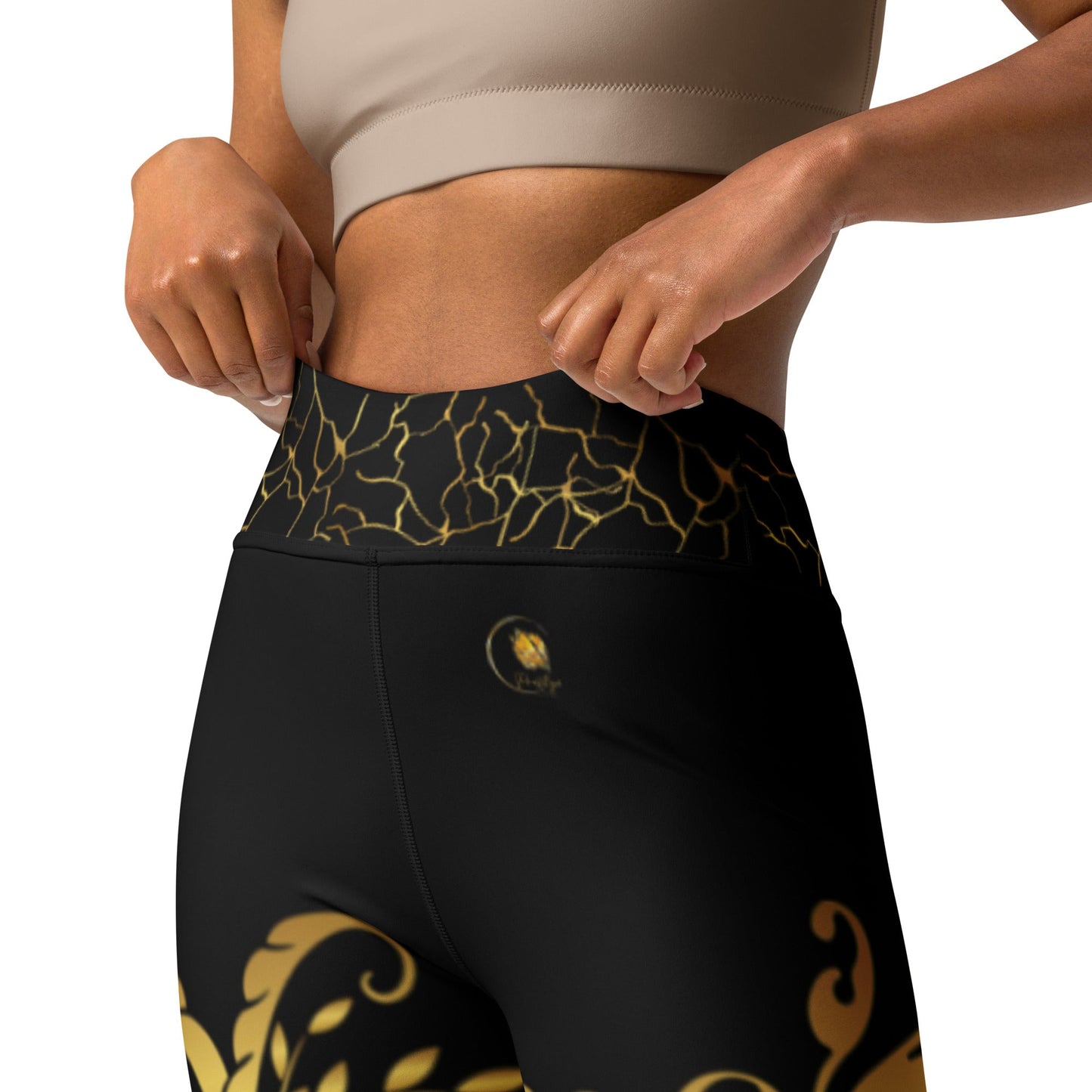Legging de Yoga Prestige™ Noir et Or Floraison - Prestige SXM