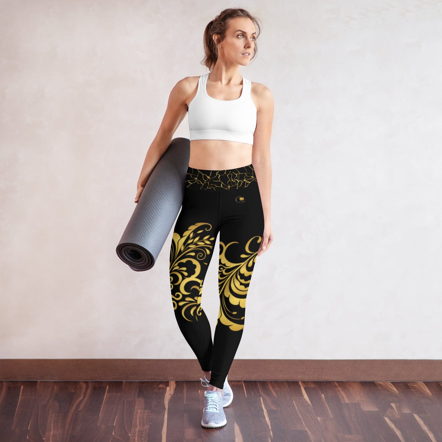 Legging de Yoga Prestige™ Noir et Or Floraison - Prestige SXM