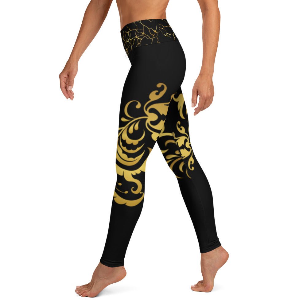 Legging de Yoga Prestige™ Noir et Or Floraison - Prestige SXM