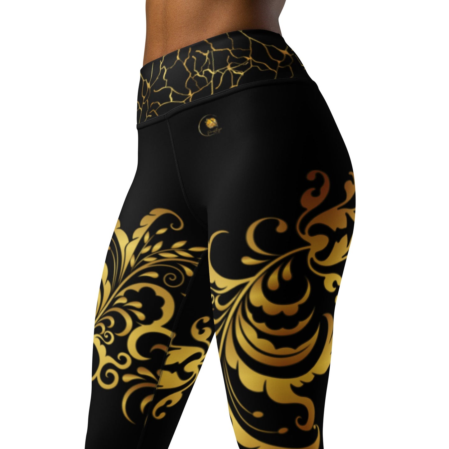 Legging de Yoga Prestige™ Noir et Or Floraison - Prestige SXM