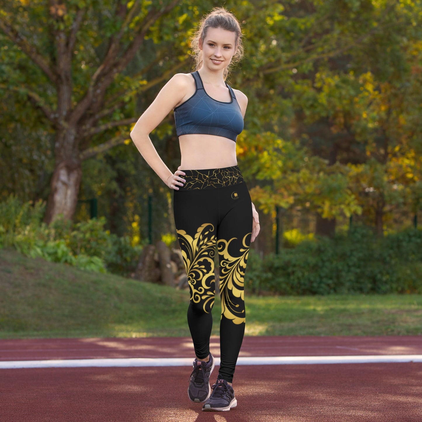 Legging de Yoga Prestige™ Noir et Or Floraison - Prestige SXM