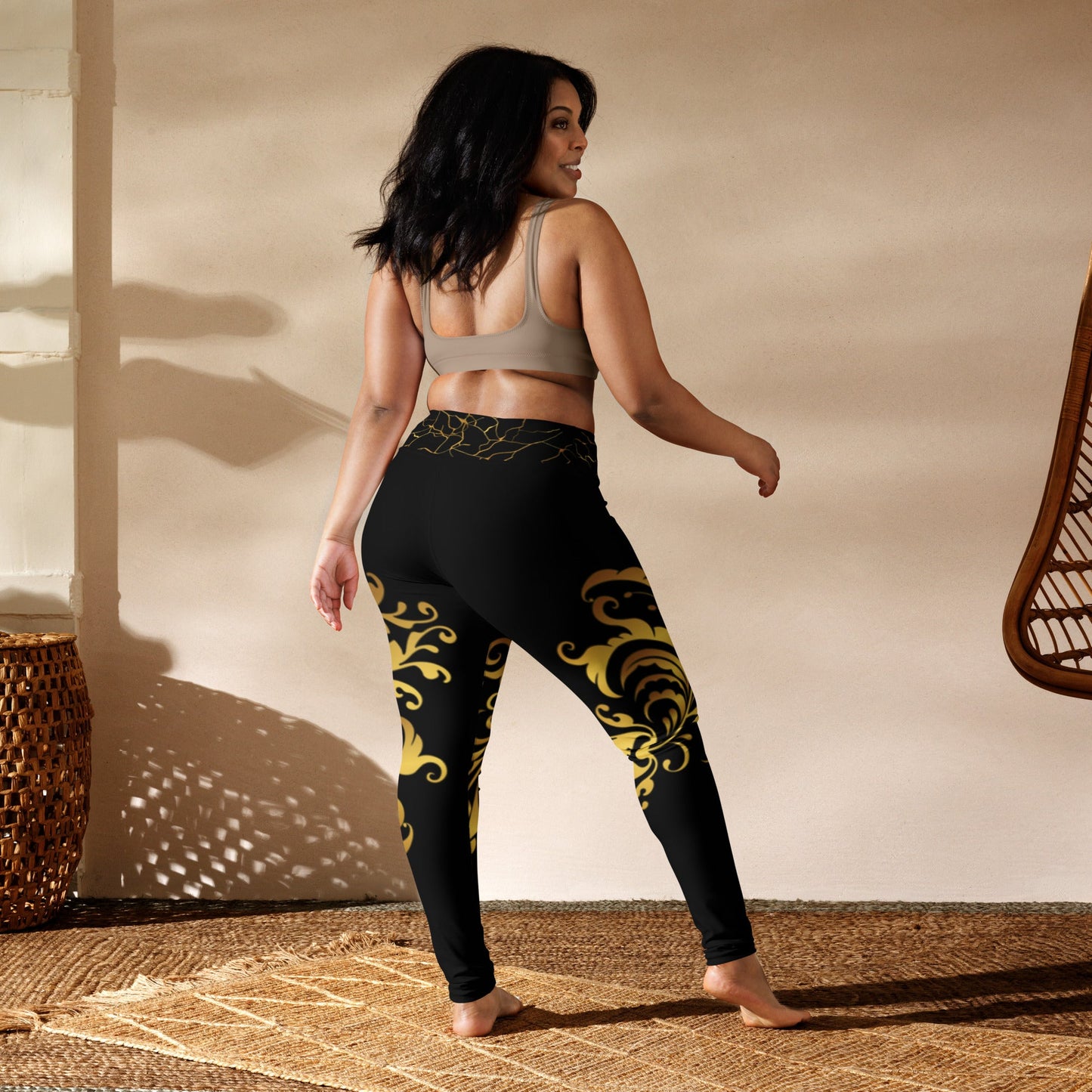 Legging de Yoga Prestige™ Noir et Or Floraison - Prestige SXM