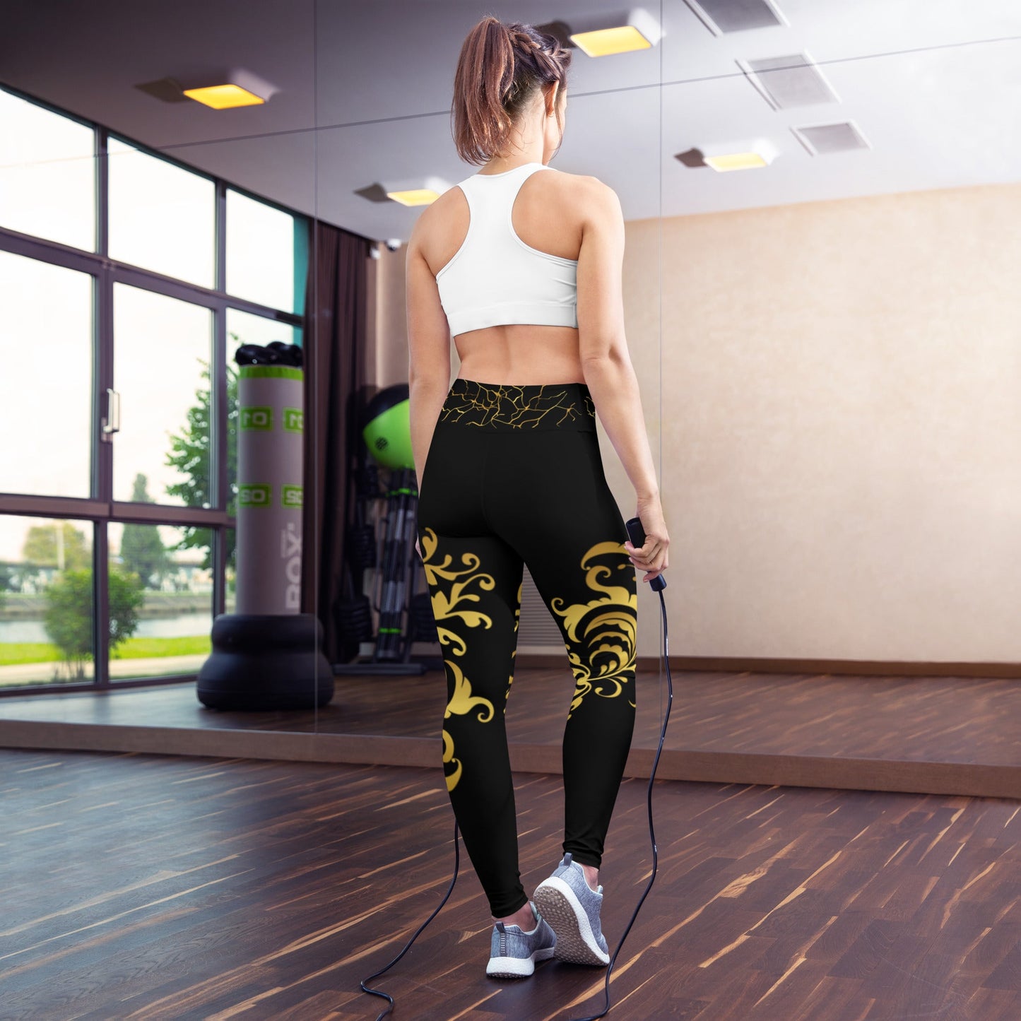 Legging de Yoga Prestige™ Noir et Or Floraison - Prestige SXM