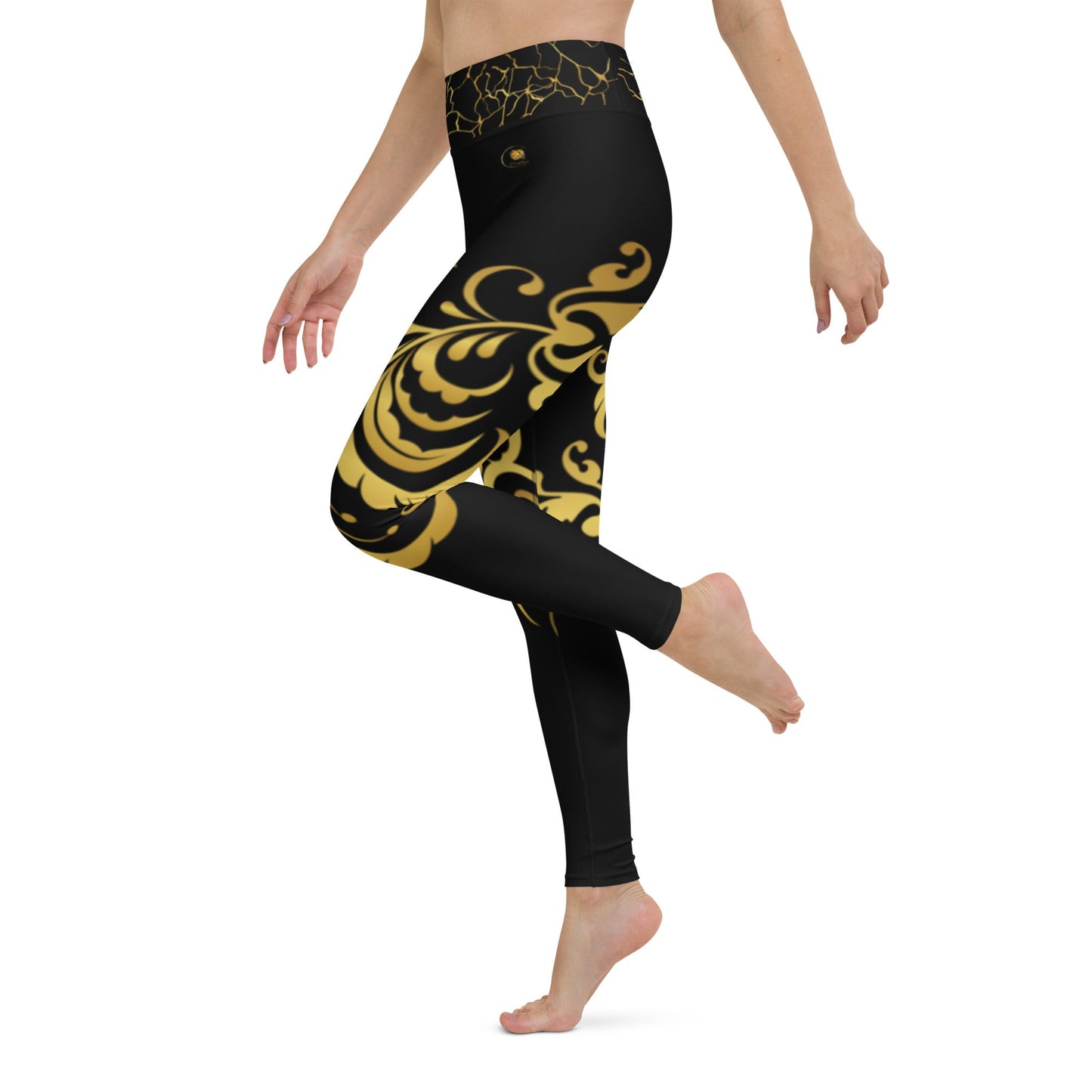 Legging de Yoga Prestige™ Noir et Or Floraison - Prestige SXM