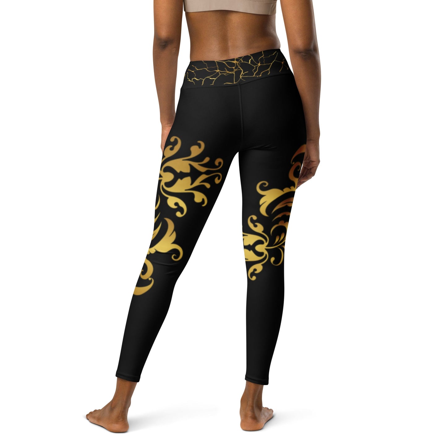 Legging de Yoga Prestige™ Noir et Or Floraison - Prestige SXM