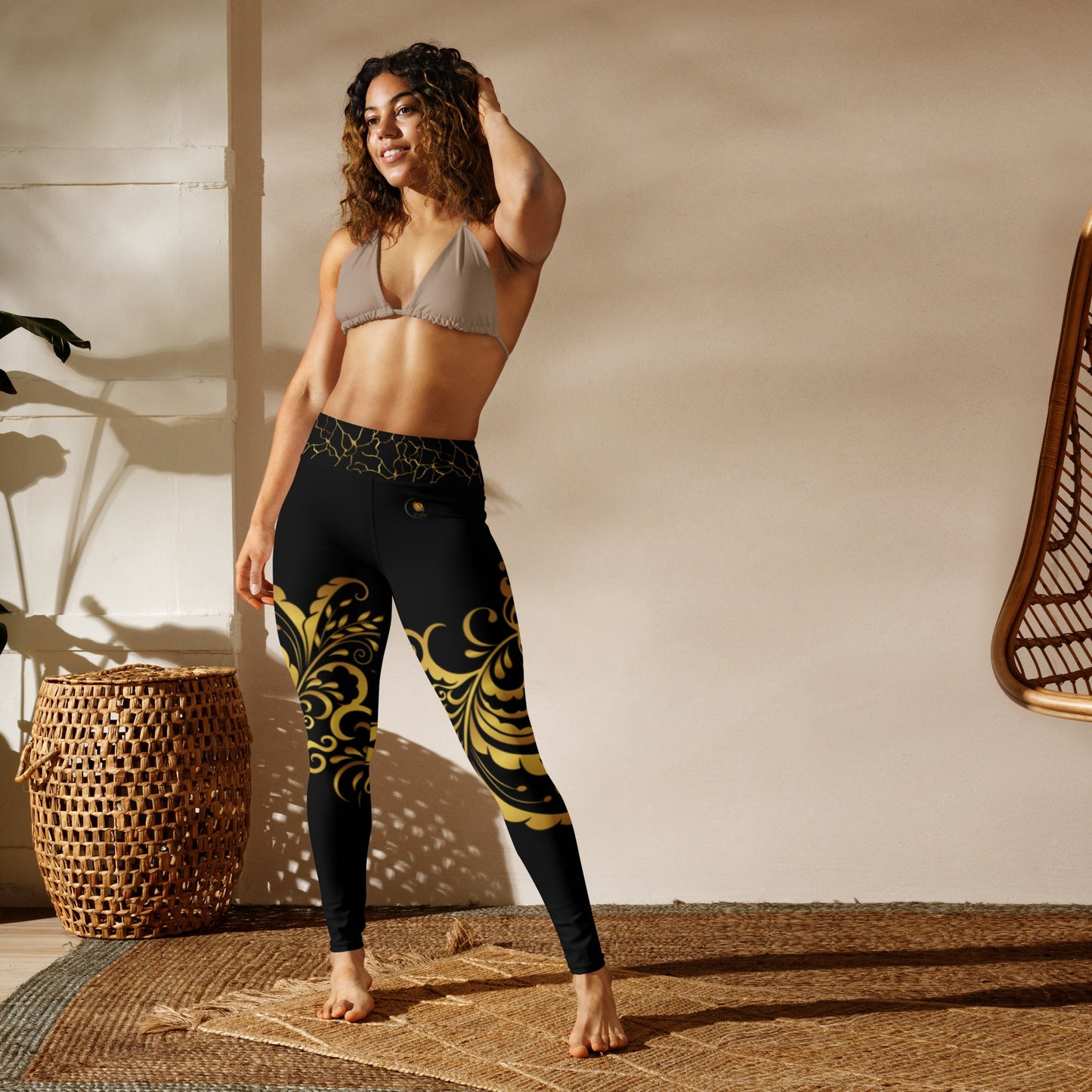 Legging de Yoga Prestige™ Noir et Or Floraison - Prestige SXM