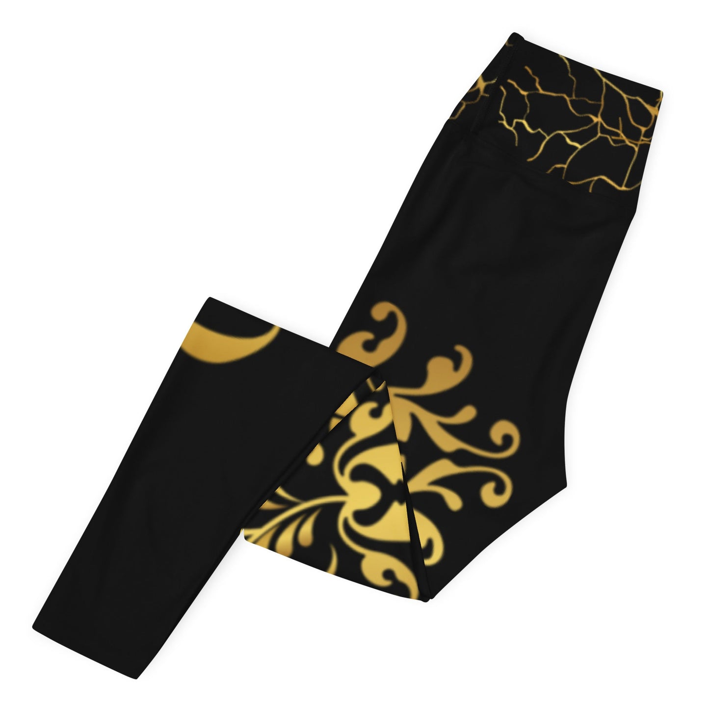 Legging de Yoga Prestige™ Noir et Or Floraison - Prestige SXM