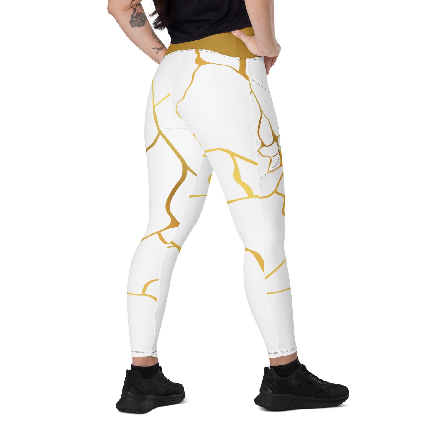 Leggings avec poches Prestige™ Blanc/Or et Or Filament - Prestige SXM