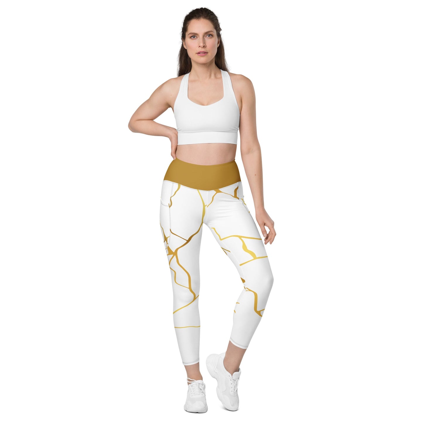 Leggings avec poches Prestige™ Blanc/Or et Or Filament - Prestige SXM