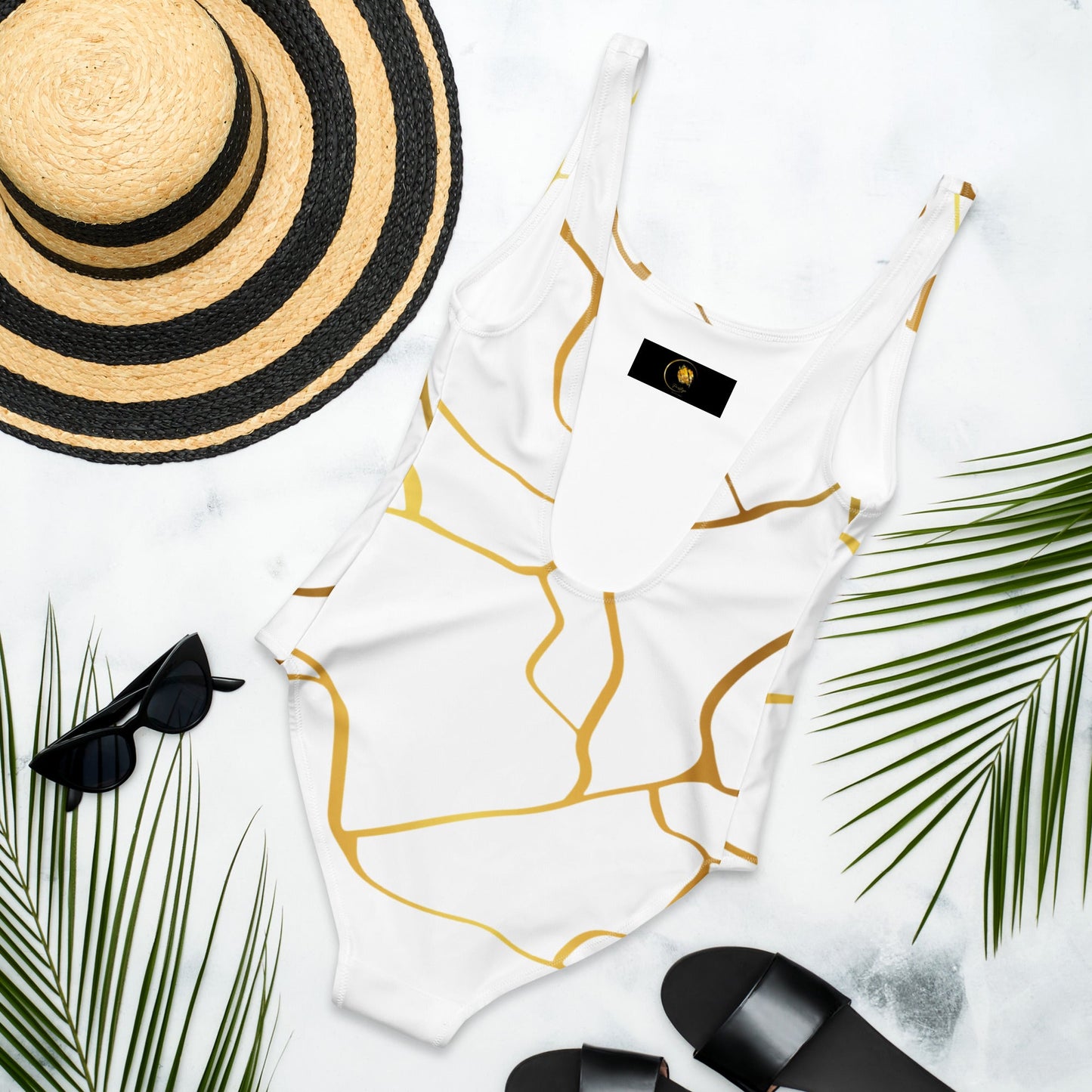Maillot de Bain Prestige™ 1 Pièce Blanc et Or Filament - Prestige SXM