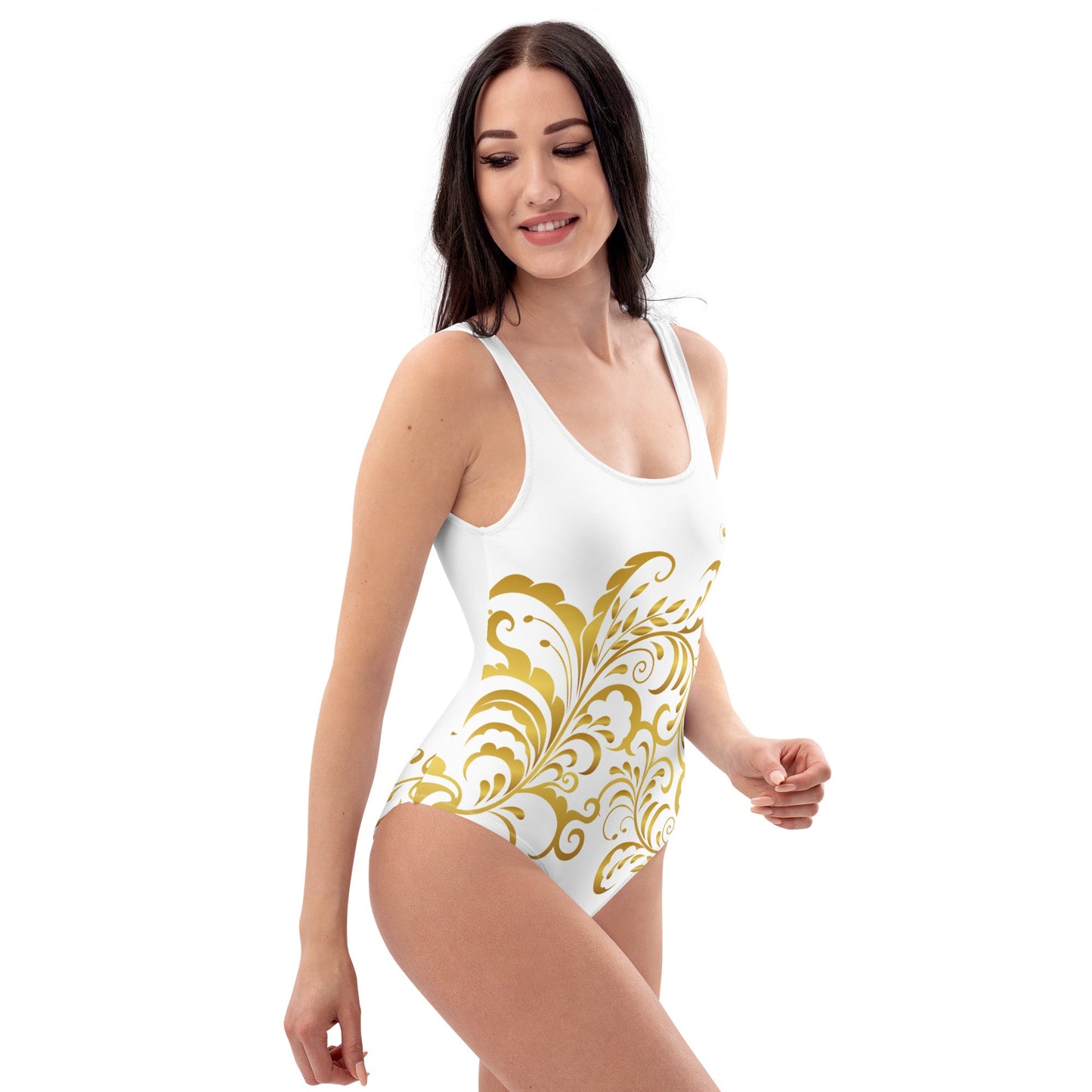 Maillot de Bain Prestige™ 1 Pièce Blanc et Or Floraison - Prestige SXM