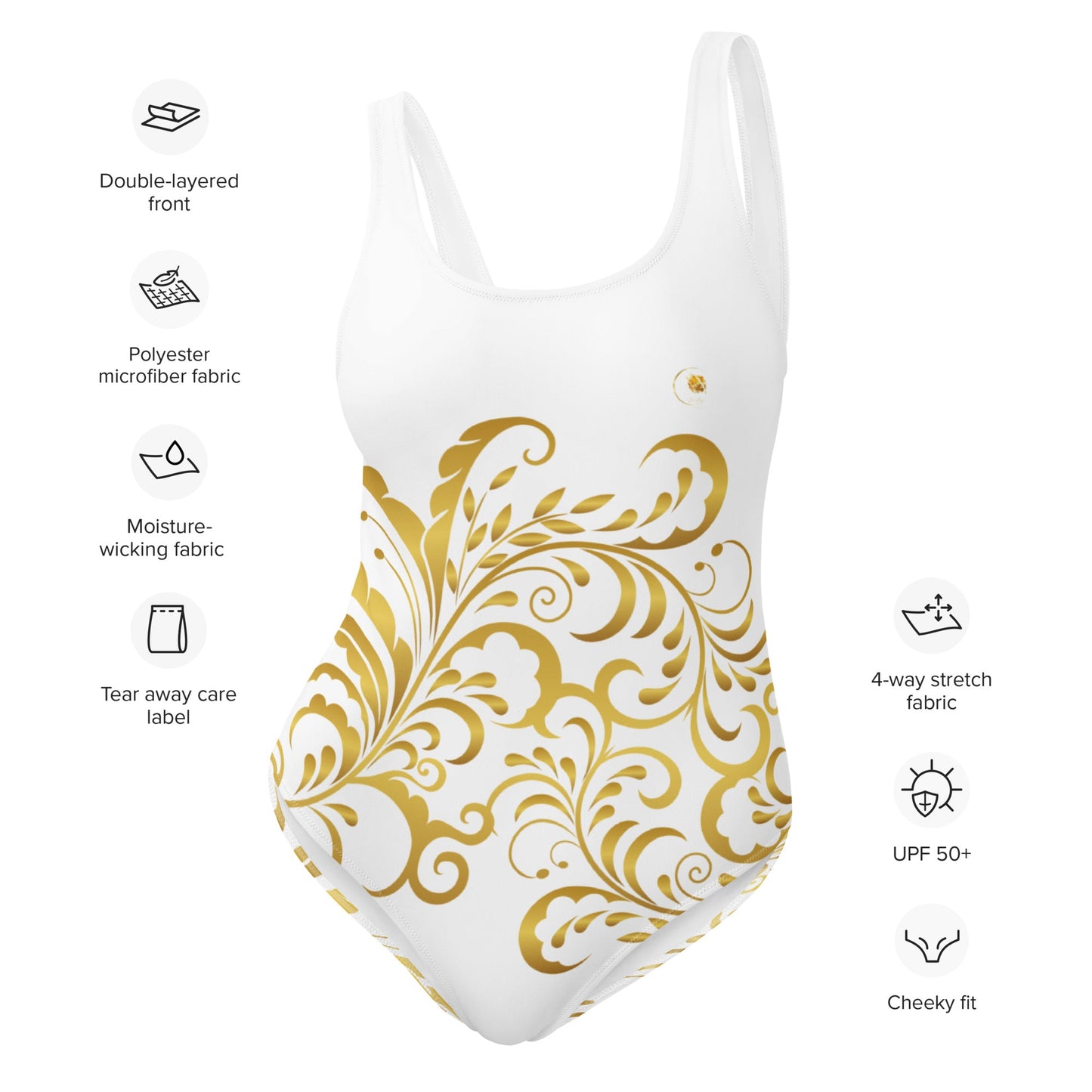 Maillot de Bain Prestige™ 1 Pièce Blanc et Or Floraison - Prestige SXM