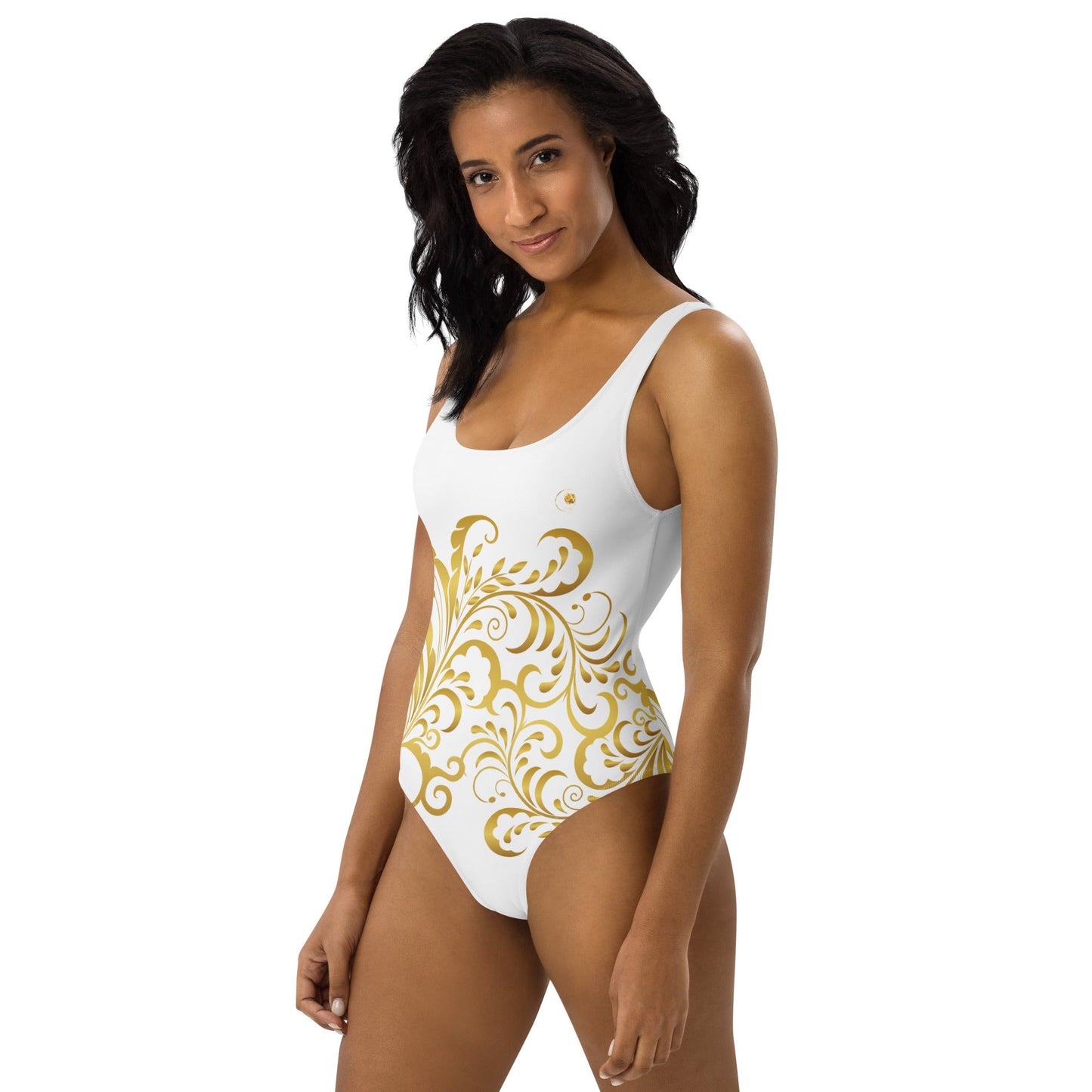 Maillot de Bain Prestige™ 1 Pièce Blanc et Or Floraison - Prestige SXM