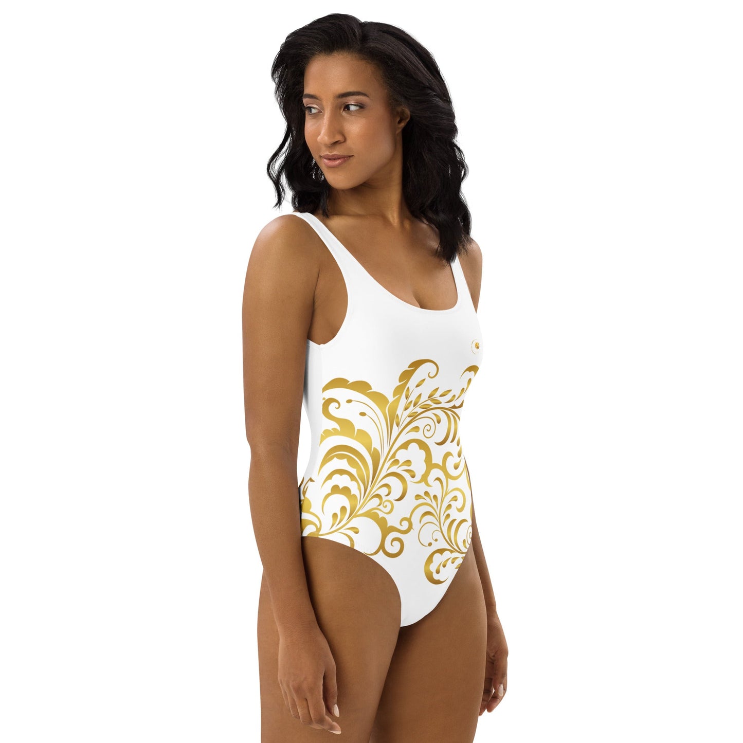 Maillot de Bain Prestige™ 1 Pièce Blanc et Or Floraison - Prestige SXM
