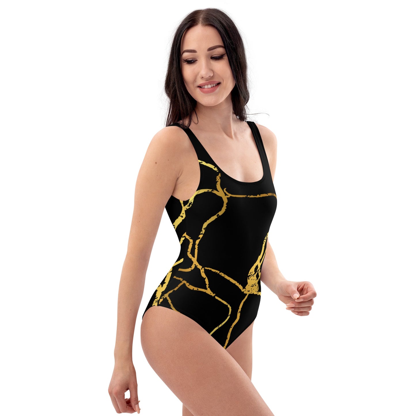 Maillot de Bain Prestige™ 1 Pièce Noir et Or Filament 2 - Prestige SXM