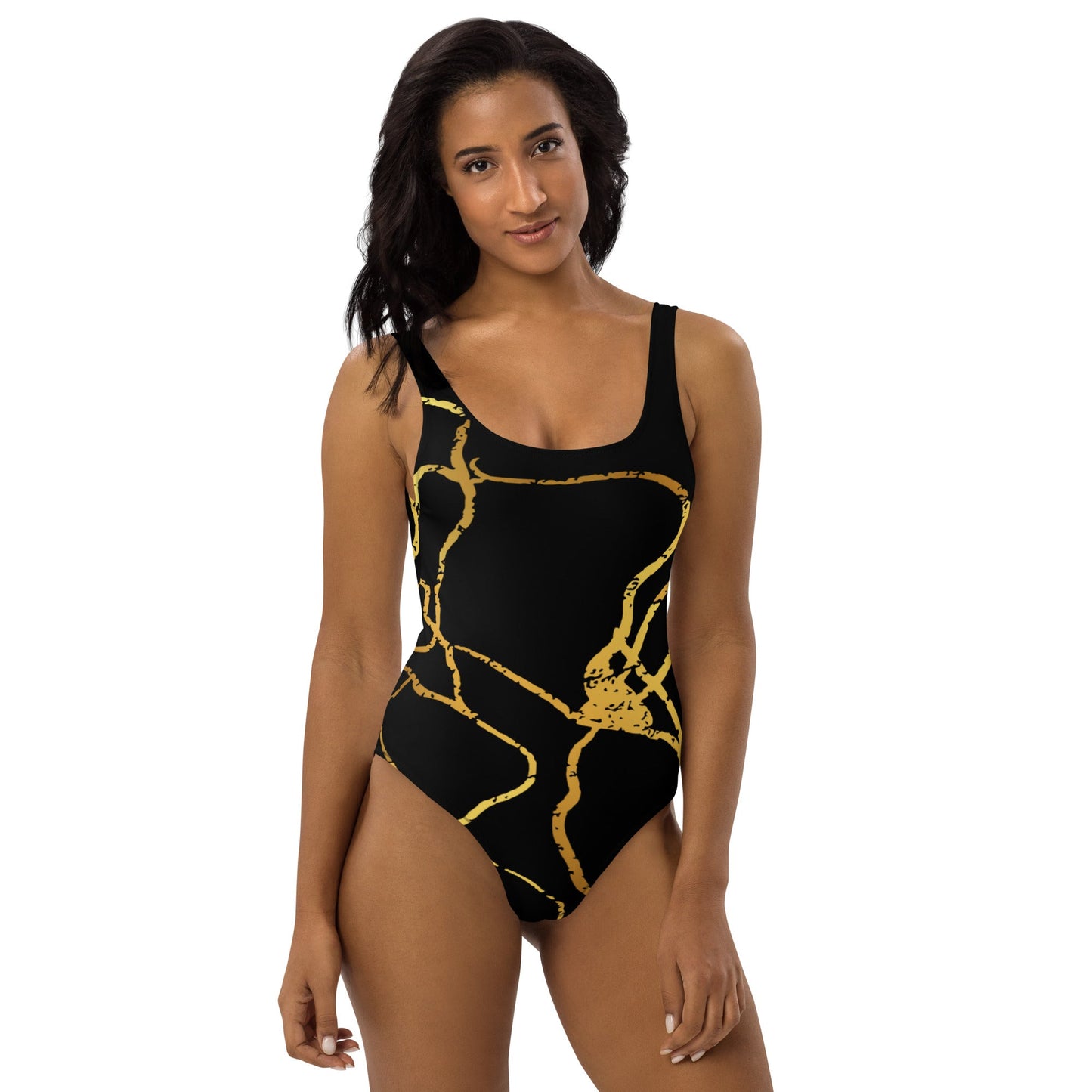 Maillot de Bain Prestige™ 1 Pièce Noir et Or Filament 2 - Prestige SXM