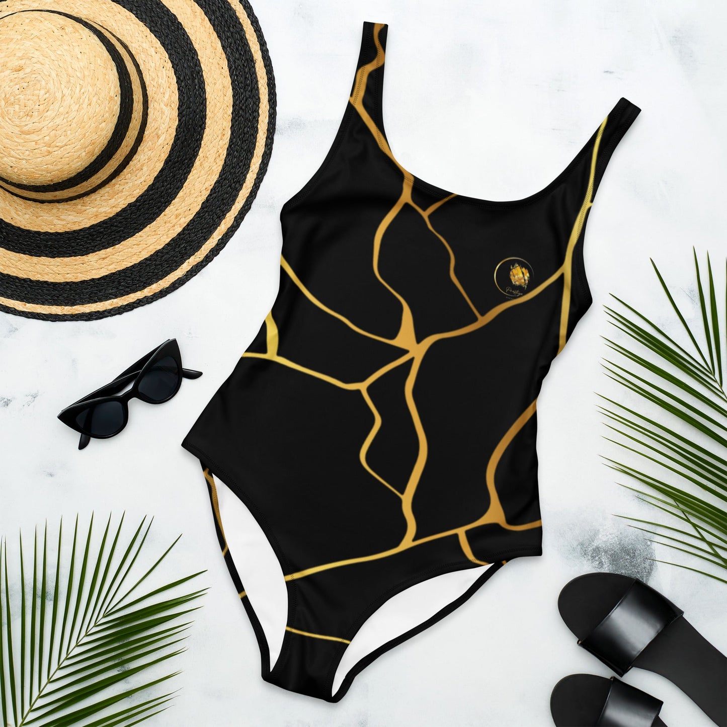 Maillot de Bain Prestige™ 1 Pièce Noir et Or Filament - Prestige SXM