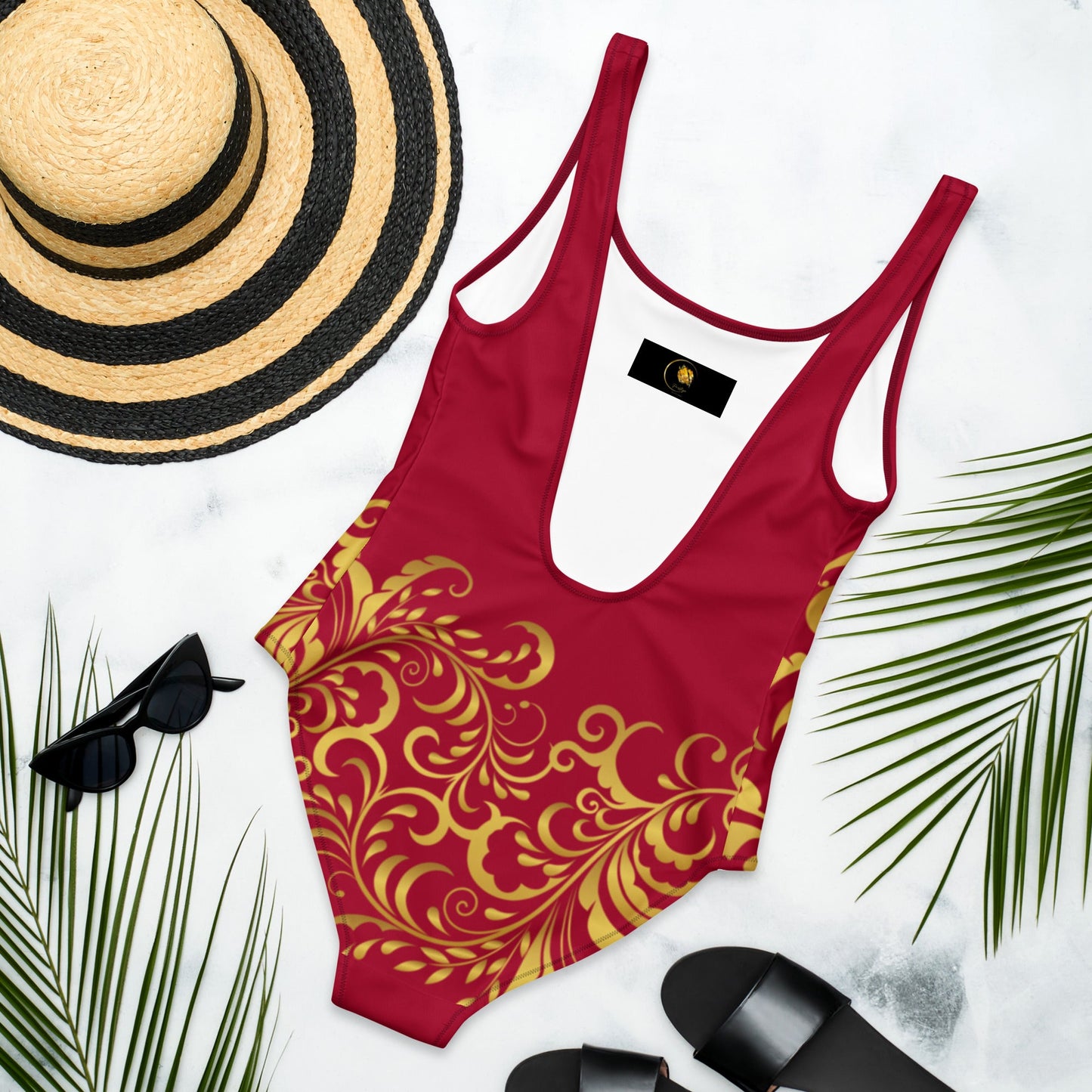 Maillot de Bain Prestige™ 1 Pièce Vin et Or Floraison - Prestige SXM