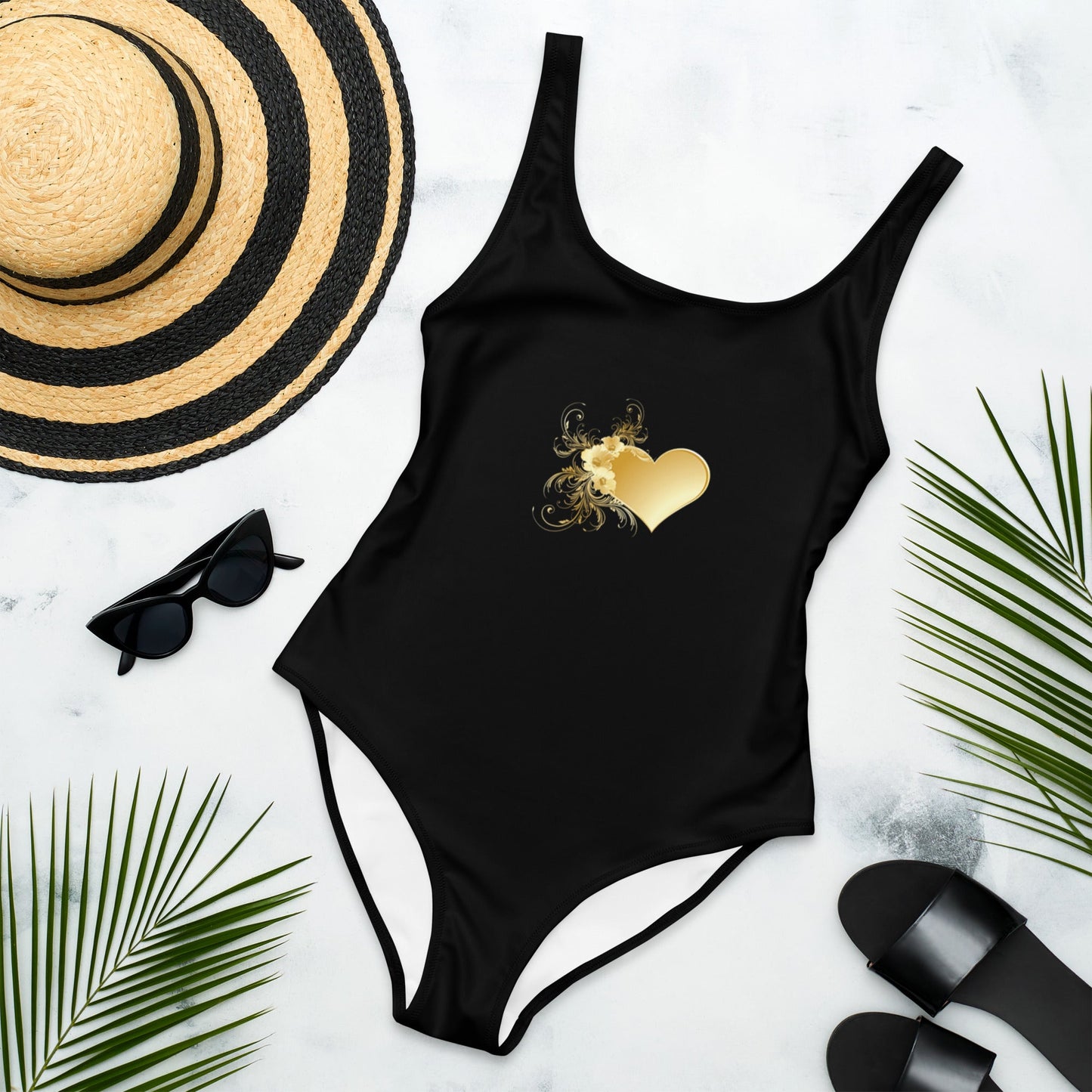 Maillot de bain Prestige⢠une piĆØce Noir Pure au CÅur D'or - Prestige SXM