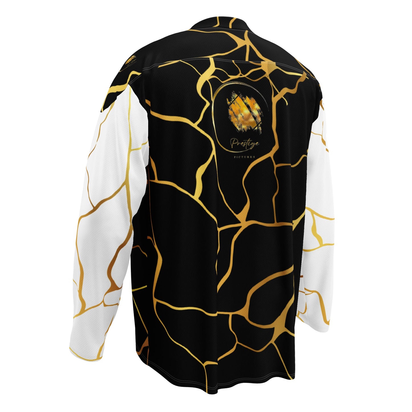 Maillot de hockey Prestige™ Noir & Or à Manches Blanches - Prestige SXM