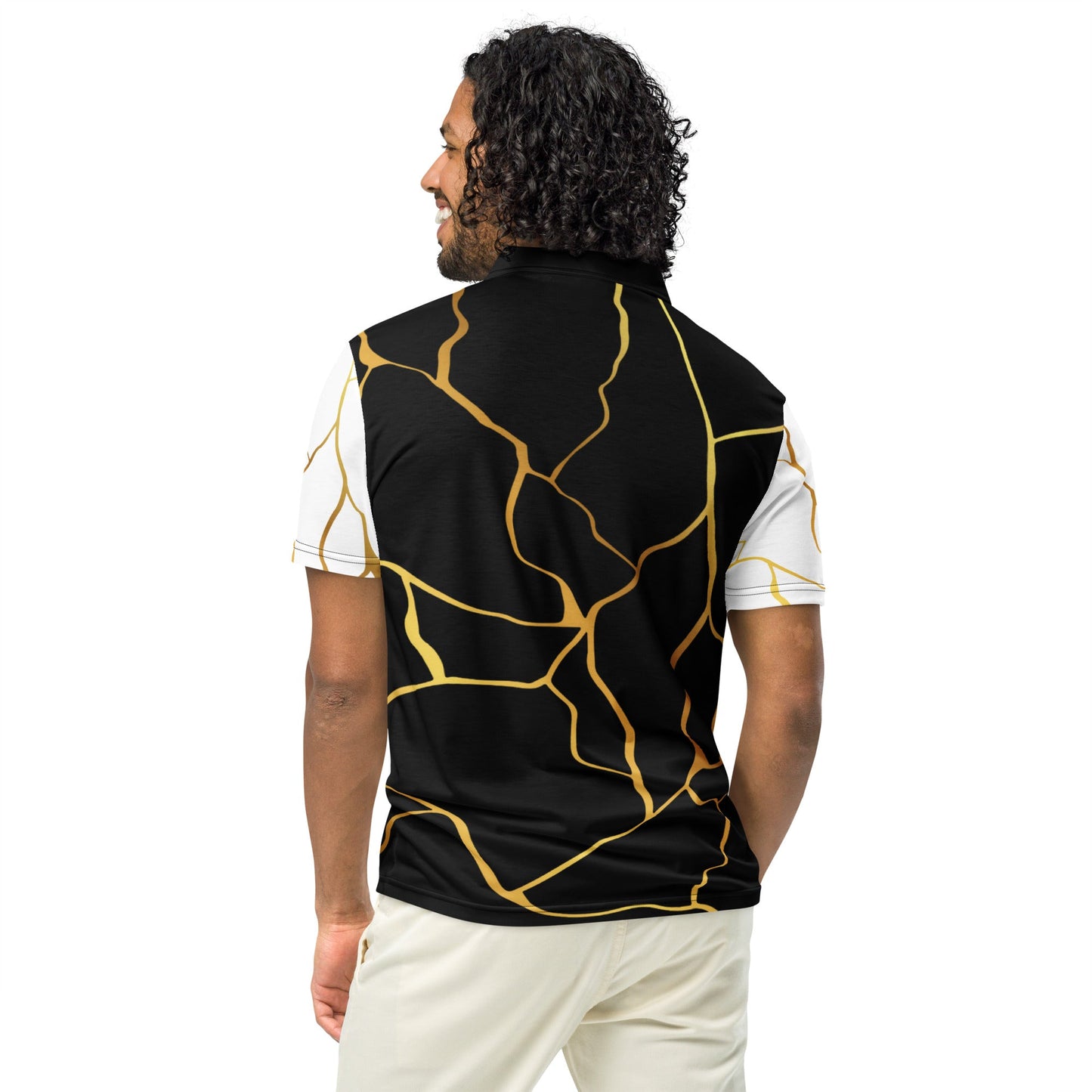 Polo cintré homme Prestige™ Noir Blanc et Or Filament - Prestige SXM