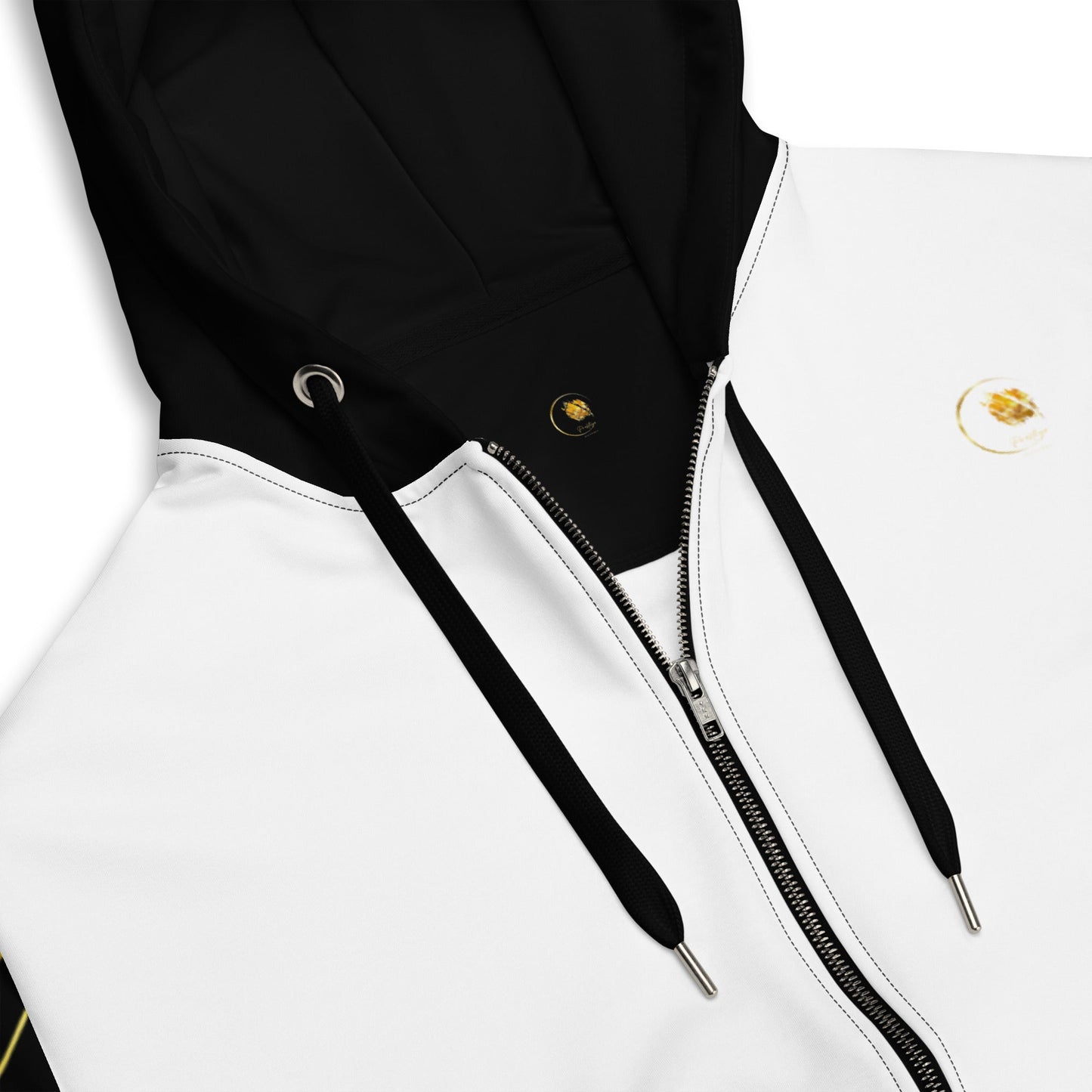 Sweat à capuche zippé unisexe Prestige™ Blanc Noir et Or Filament - Prestige SXM