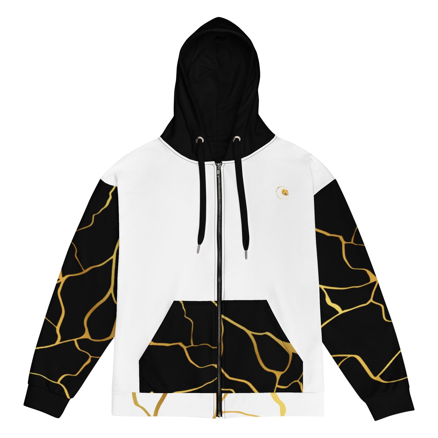 Sweat à capuche zippé unisexe Prestige™ Blanc Noir et Or Filament - Prestige SXM