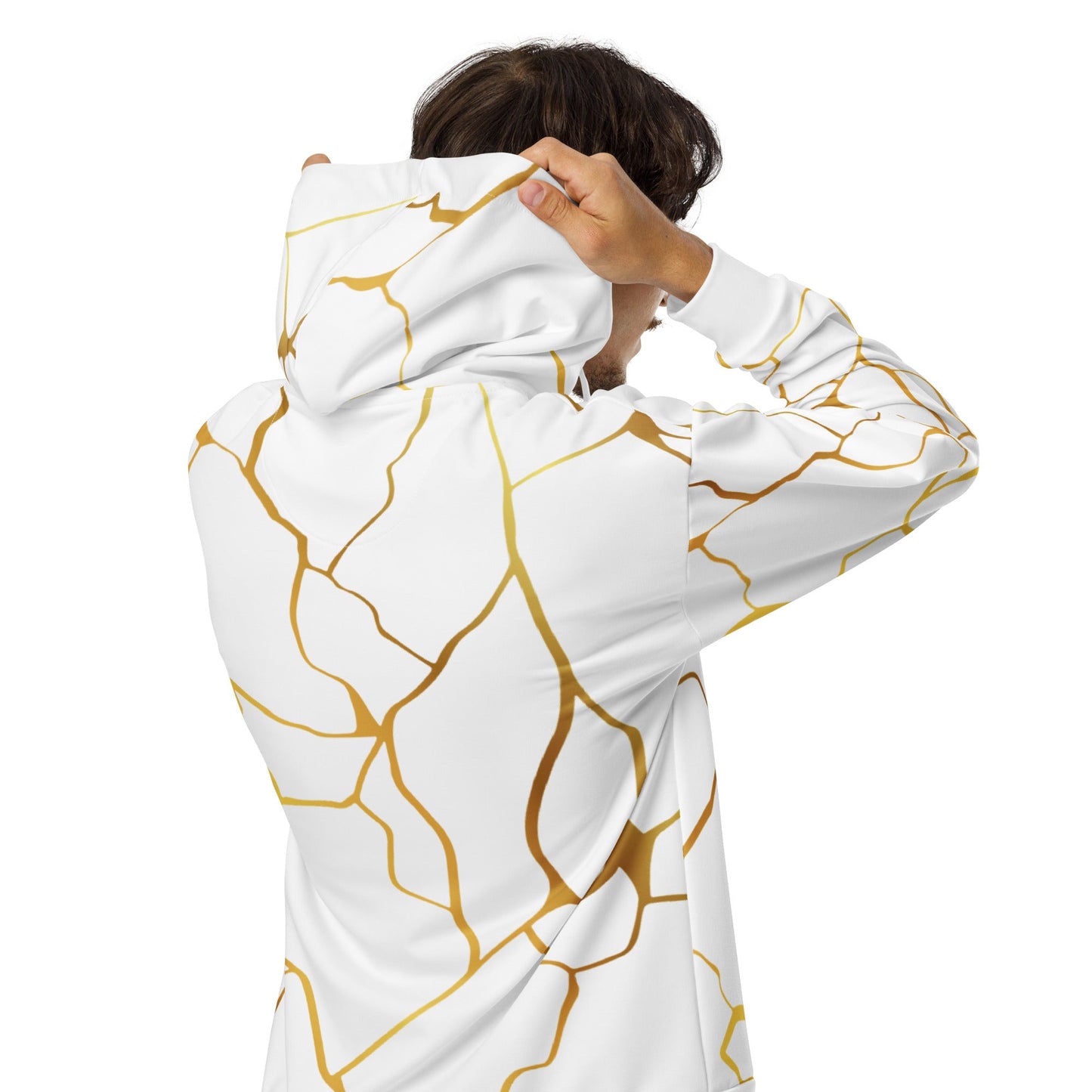 Sweat à capuche zippé unisexe Prestige™ Blanc & Or Filament - Prestige SXM
