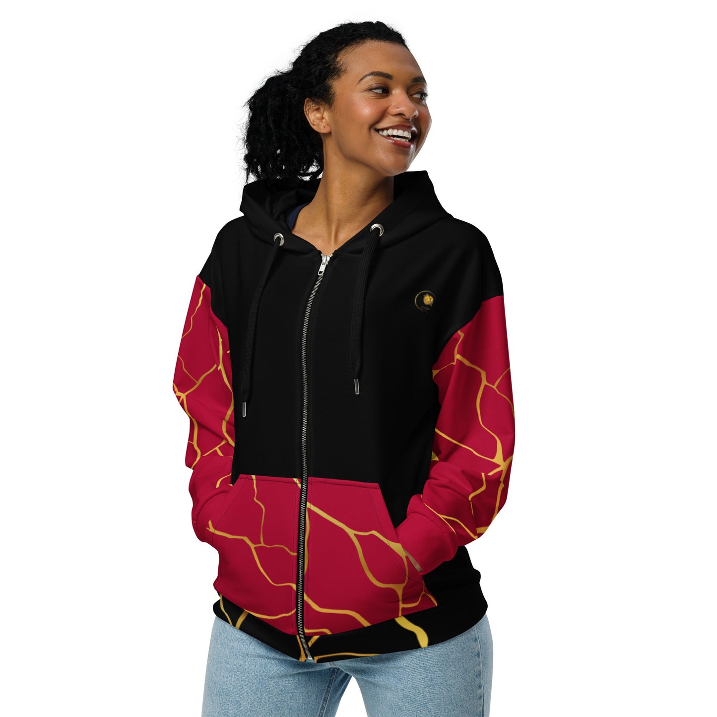 Sweat à capuche zippé unisexe Prestige™ Noir Or & Vin Filament - Prestige SXM