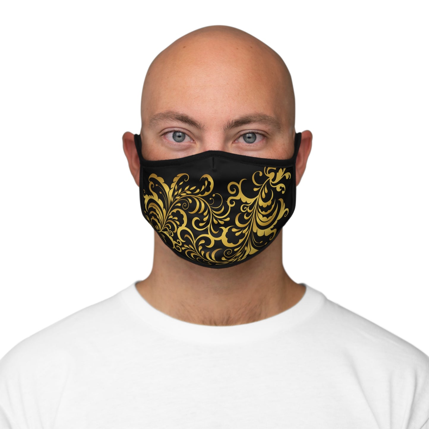 Prestige™ Black and Gold Floraison Fitted Polyester Mask