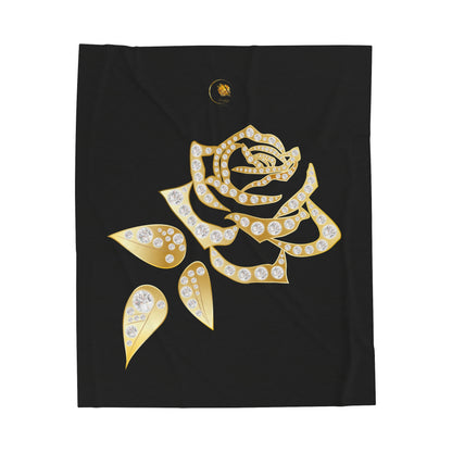 Black and Rose Gold Velvet Plush Blanket and Prestige™ Diamond